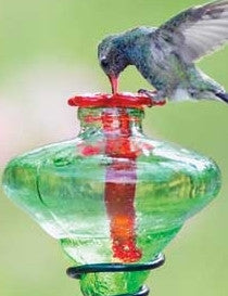 Mini-Blossom Glass Hummingbird Feeder-Green